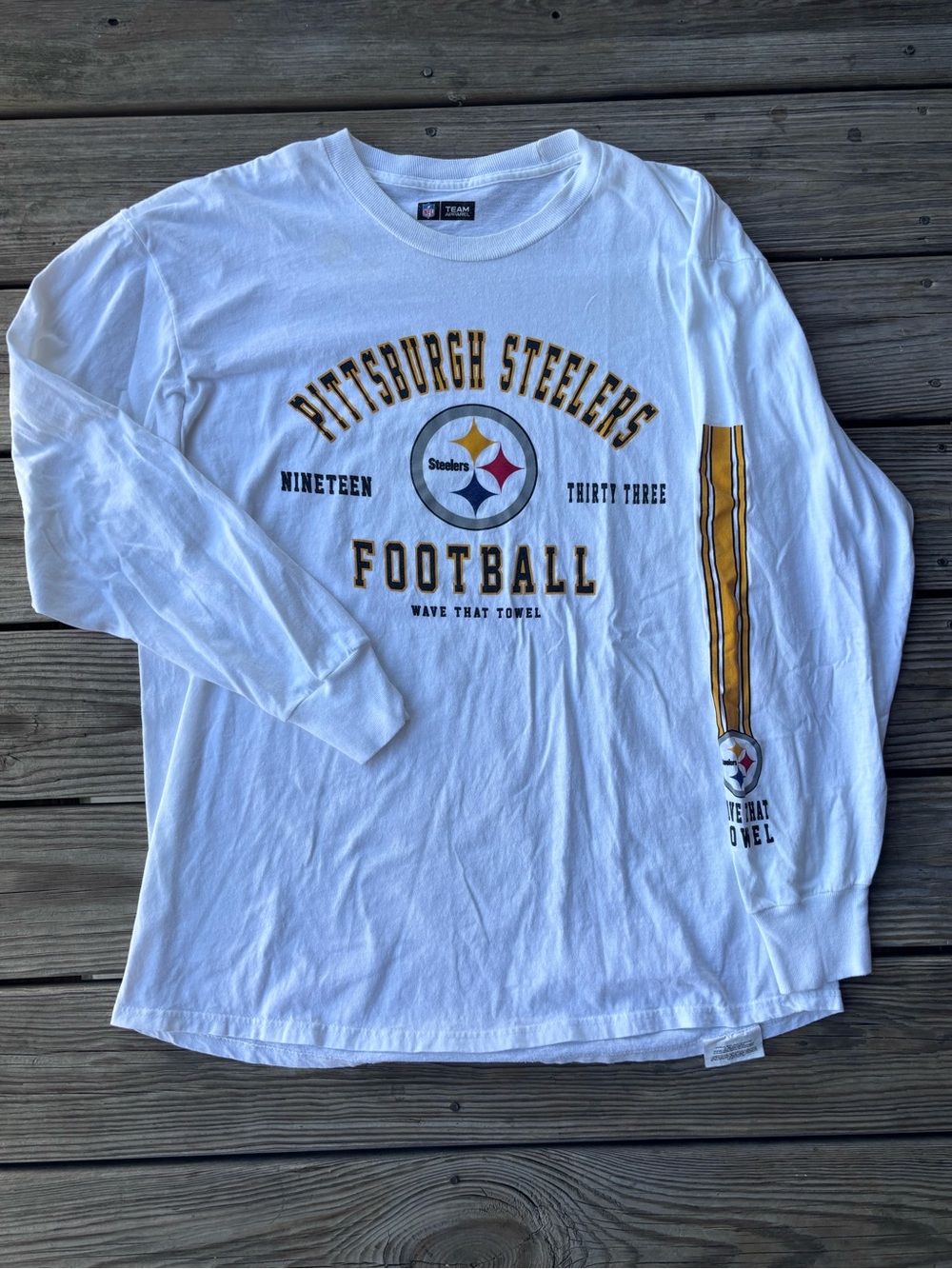 White Long-Sleeve Pittsburgh Steelers Wave That Towel Shirt